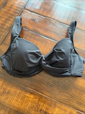 Lands' End Black Twist-Front Swim Top